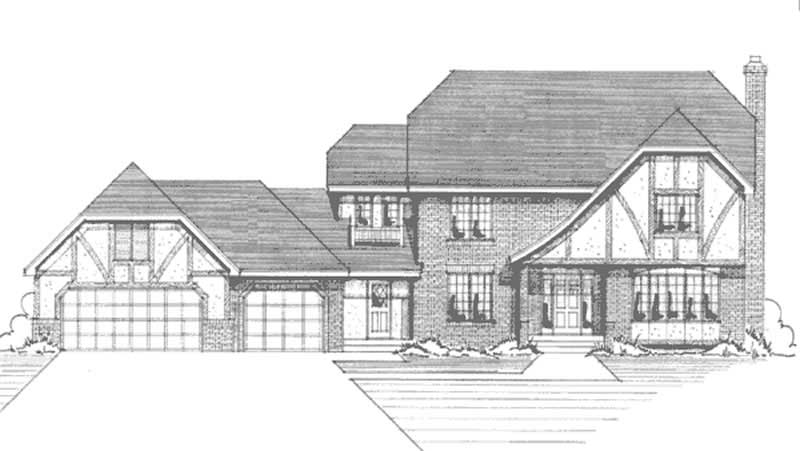4-Bedroom, 2600 Sq Ft Tudor House Plan - 146-2880 - Front Exterior