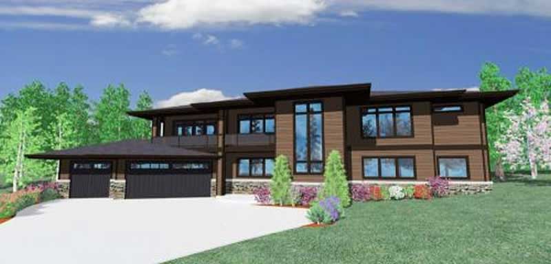3-Bedroom, 2898 Sq Ft Contemporary House Plan - 149-1051 - Front Exterior
