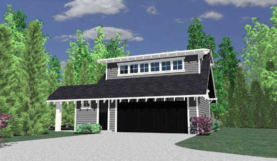 1-Bedroom, 525 Sq Ft Garage w/Apartments Home Plan - 149-1747 - Main Exterior