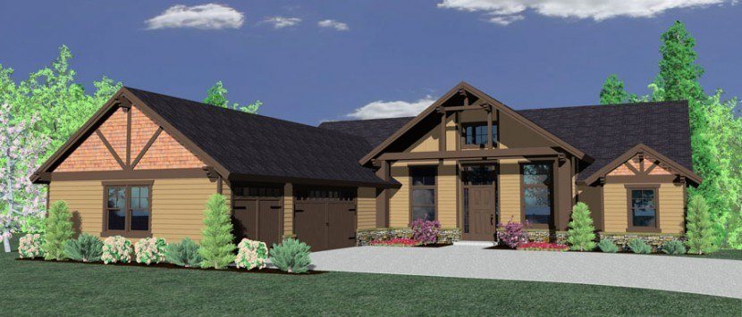 4-Bedroom, 3083 Sq Ft Lodge House Plan - 149-1847 - Rear Exterior