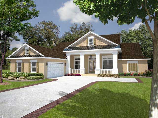 4-Bedroom, 2445 Sq Ft Florida Style House Plan - 150-1001 - Front Exterior