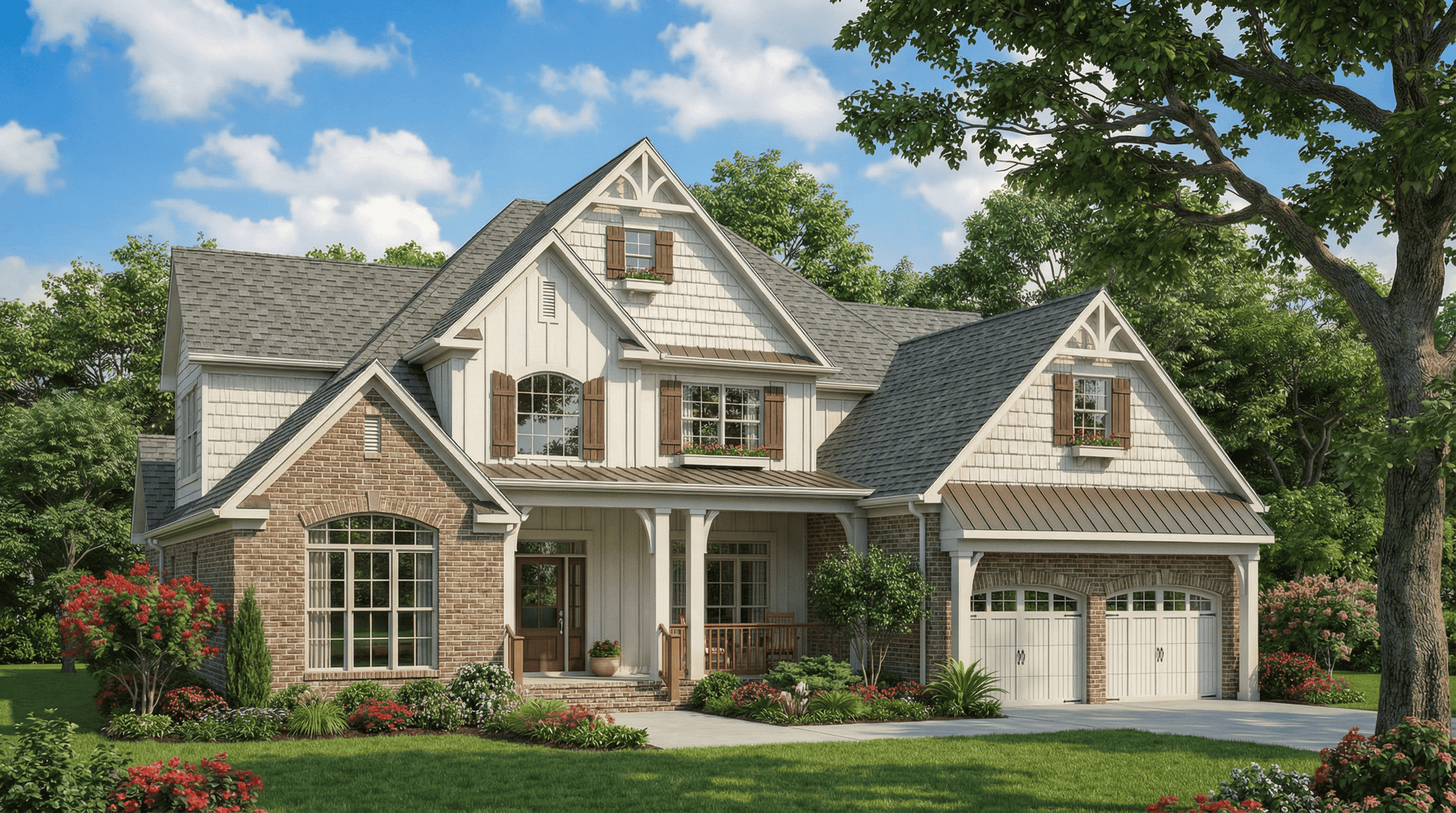 4-Bedroom, 2755 Sq Ft Craftsman House Plan - 153-1036 - Front Exterior