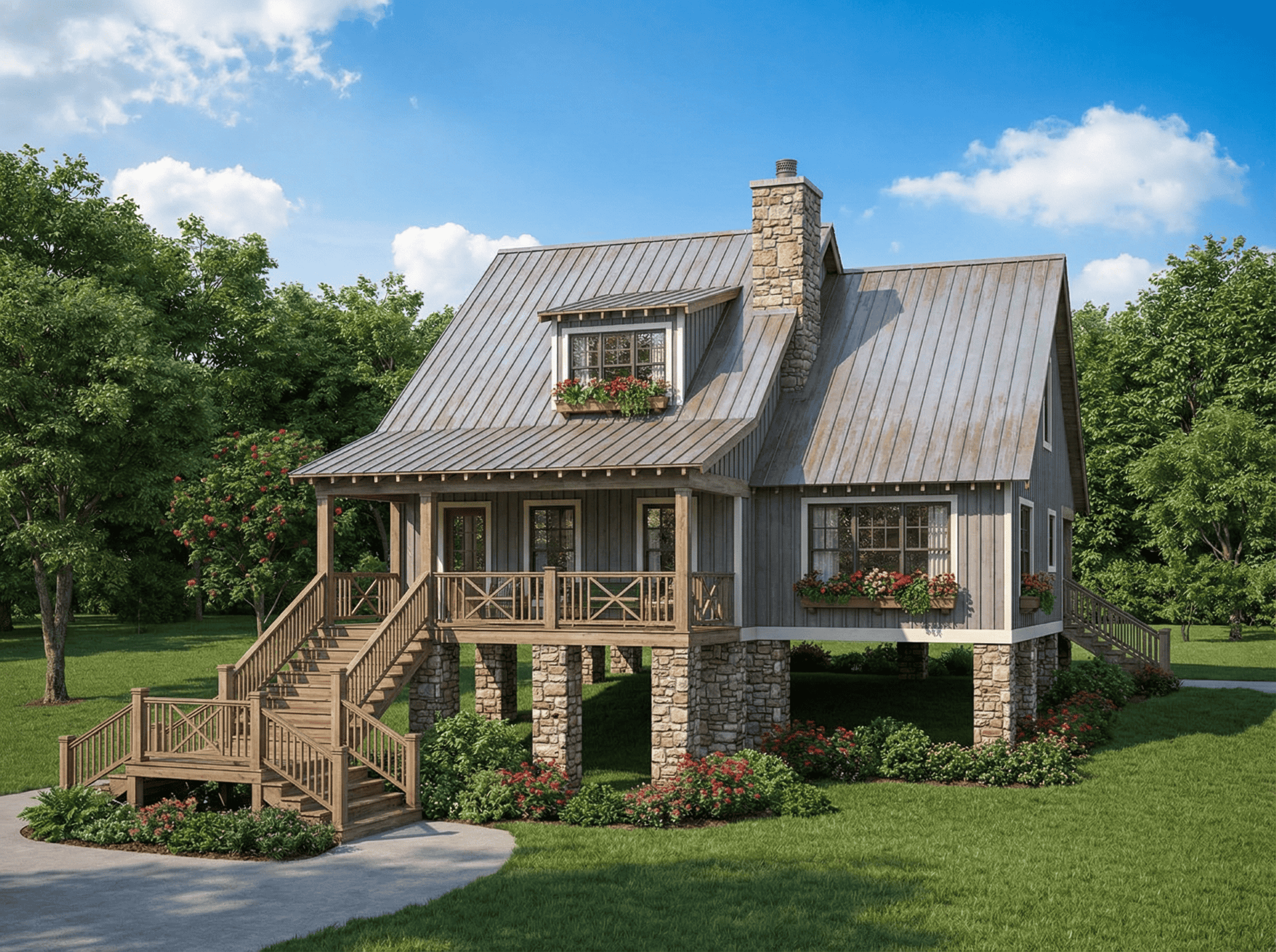 2-Bedroom, 1542 Sq Ft Country Home Plan - 153-1067 - Main Exterior