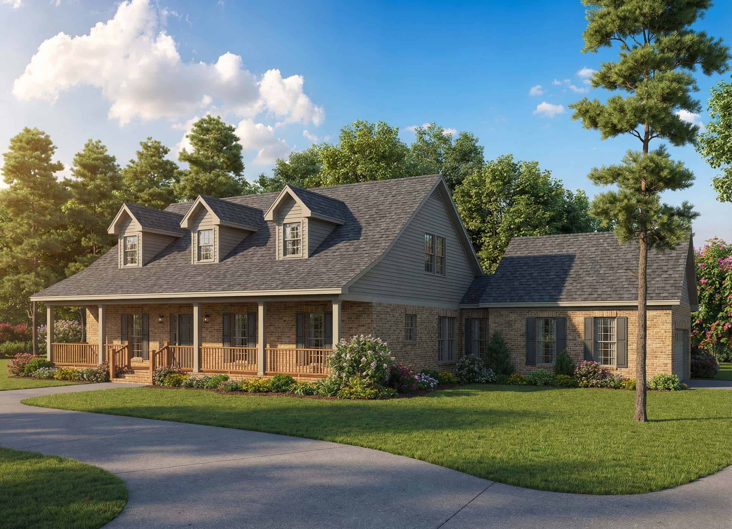 4-Bedroom, 2523 Sq Ft Country Farmhouse Plan - 153-1073 - Front Exterior