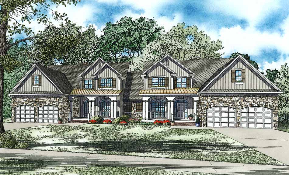 4-Bedroom, 2470 Sq Ft Per Unit Country-Style Duplex - 153-1082 - Front Exterior