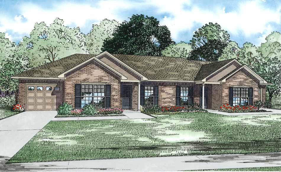 4-Bedroom, 2024 Sq Ft Multi-Unit Home Plan - 153-1129 - Main Exterior