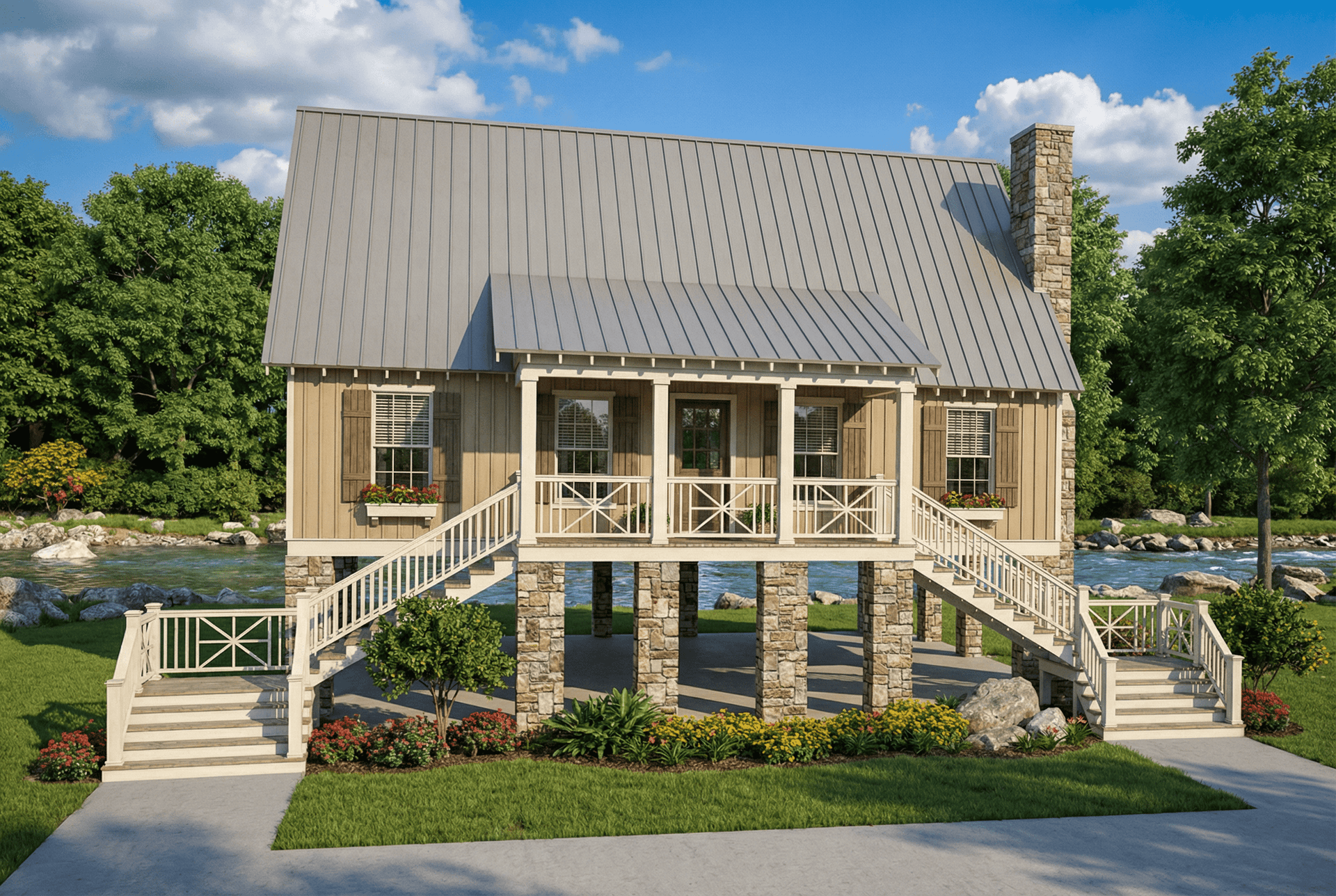 3-Bedroom, 1374 Sq Ft Country House Plan - 153-1148 - Front Exterior