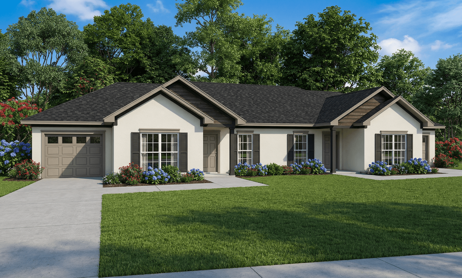 2-Bedroom, 1012 Sq Ft Multi-Unit Home Plan - 153-1152 - Main Exterior