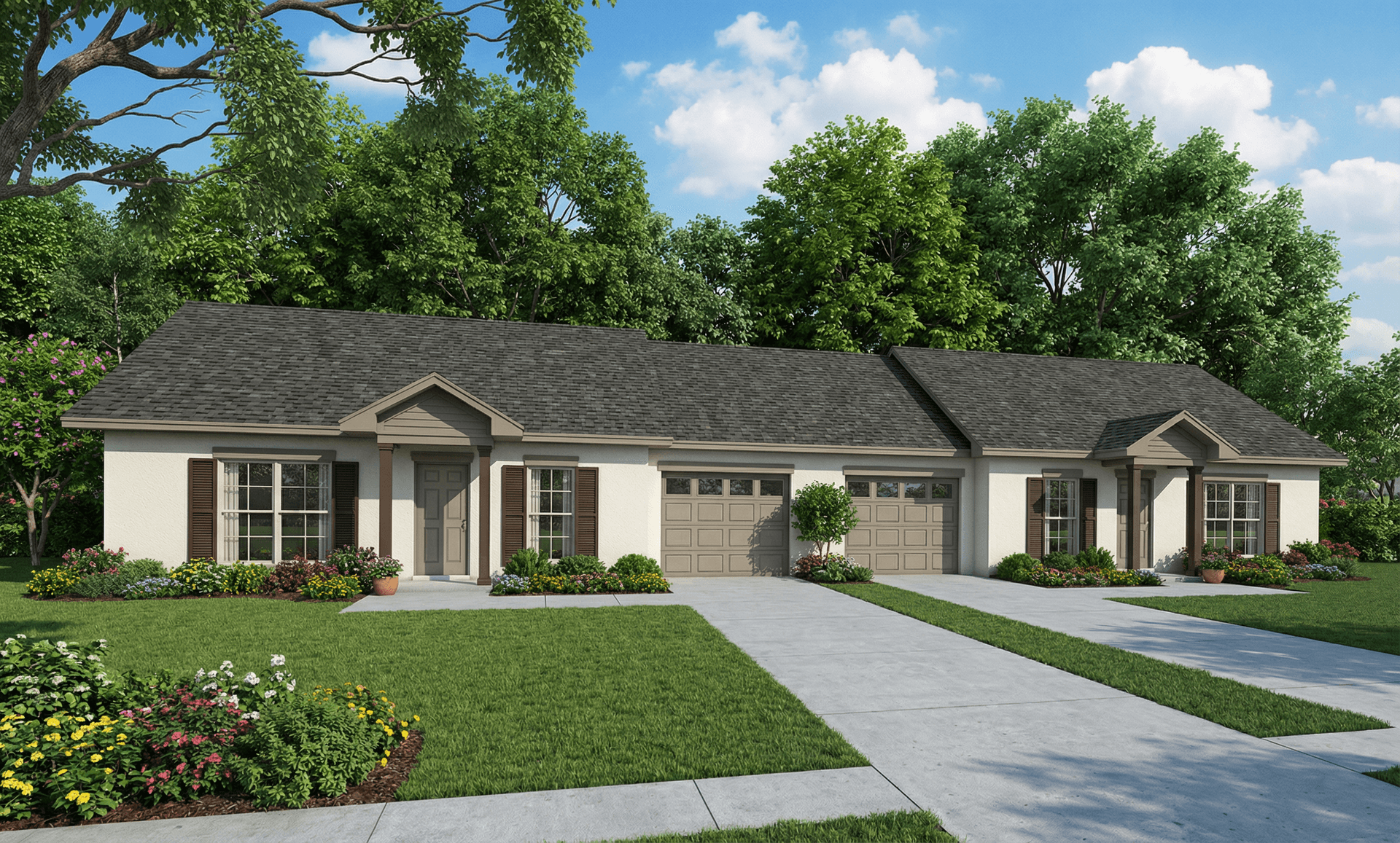 2-Bedroom, 1704 Sq Ft Multi-Unit Home Plan - 153-1219 - Main Exterior