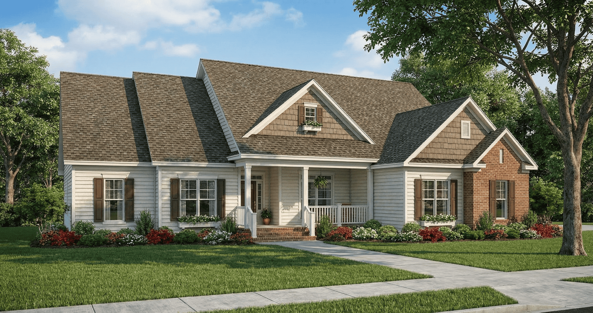 3-Bedroom, 2029 Sq Ft Country Home Plan - 153-1247 - Main Exterior