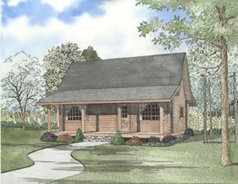 2-Bedroom, 977 Sq Ft Log Cabin House Plan - 153-1285 - Front Exterior
