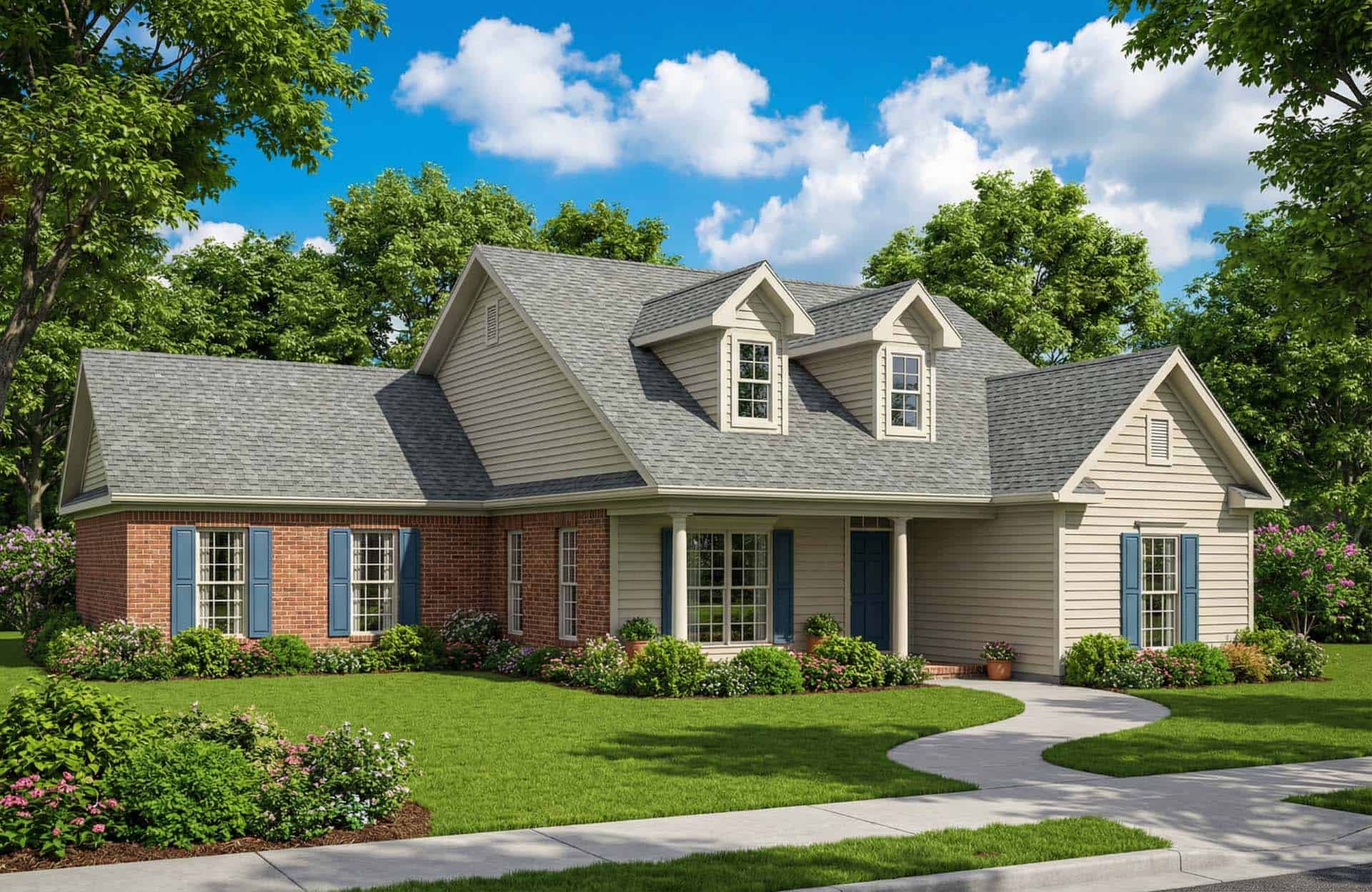 3-Bedroom, 1881 Sq Ft Ranch Home Plan - 153-1301 - Main Exterior