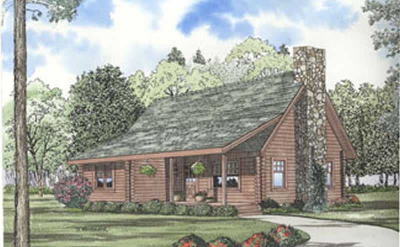 2-Bedroom, 1382 Sq Ft Log Cabin Home Plan - 153-1410 - Main Exterior