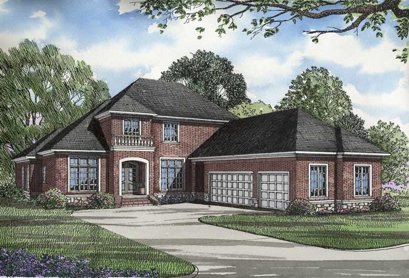 4-Bedroom, 3203 Sq Ft European House Plan - 153-1460 - Front Exterior