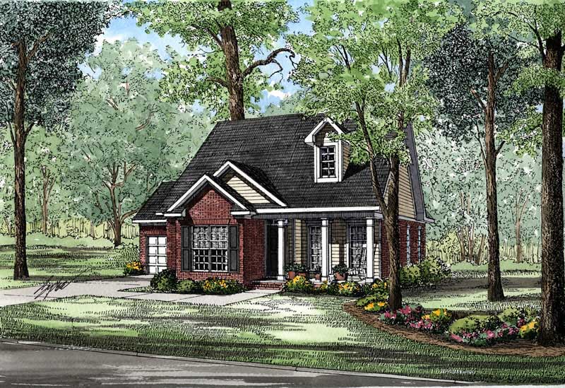 3-Bedroom, 1281 Sq Ft Small House Plans - 153-1492 - Main Exterior