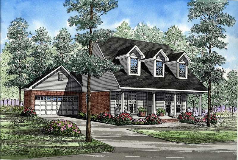 3-Bedroom, 1541 Sq Ft Country House Plan - 153-1496 - Front Exterior