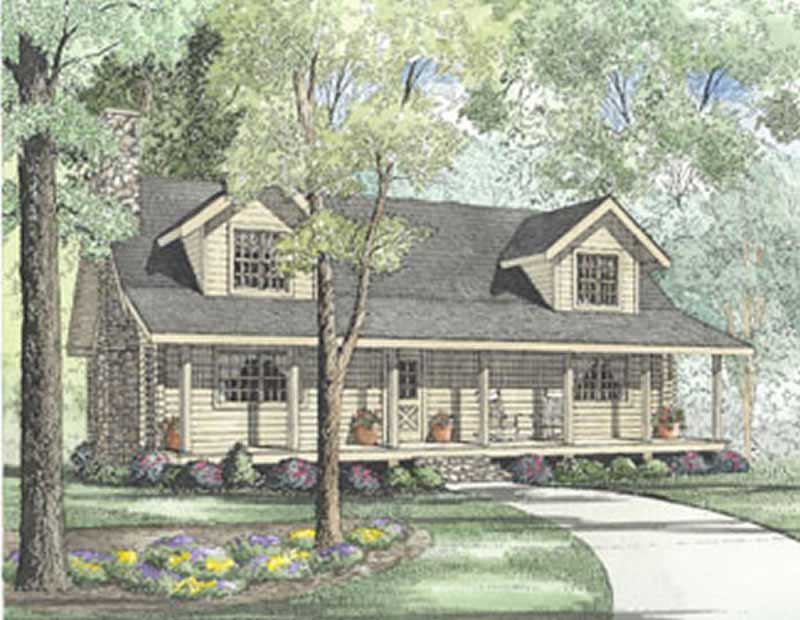 3-Bedroom, 1810 Sq Ft Log Cabin House Plan - 153-1537 - Front Exterior