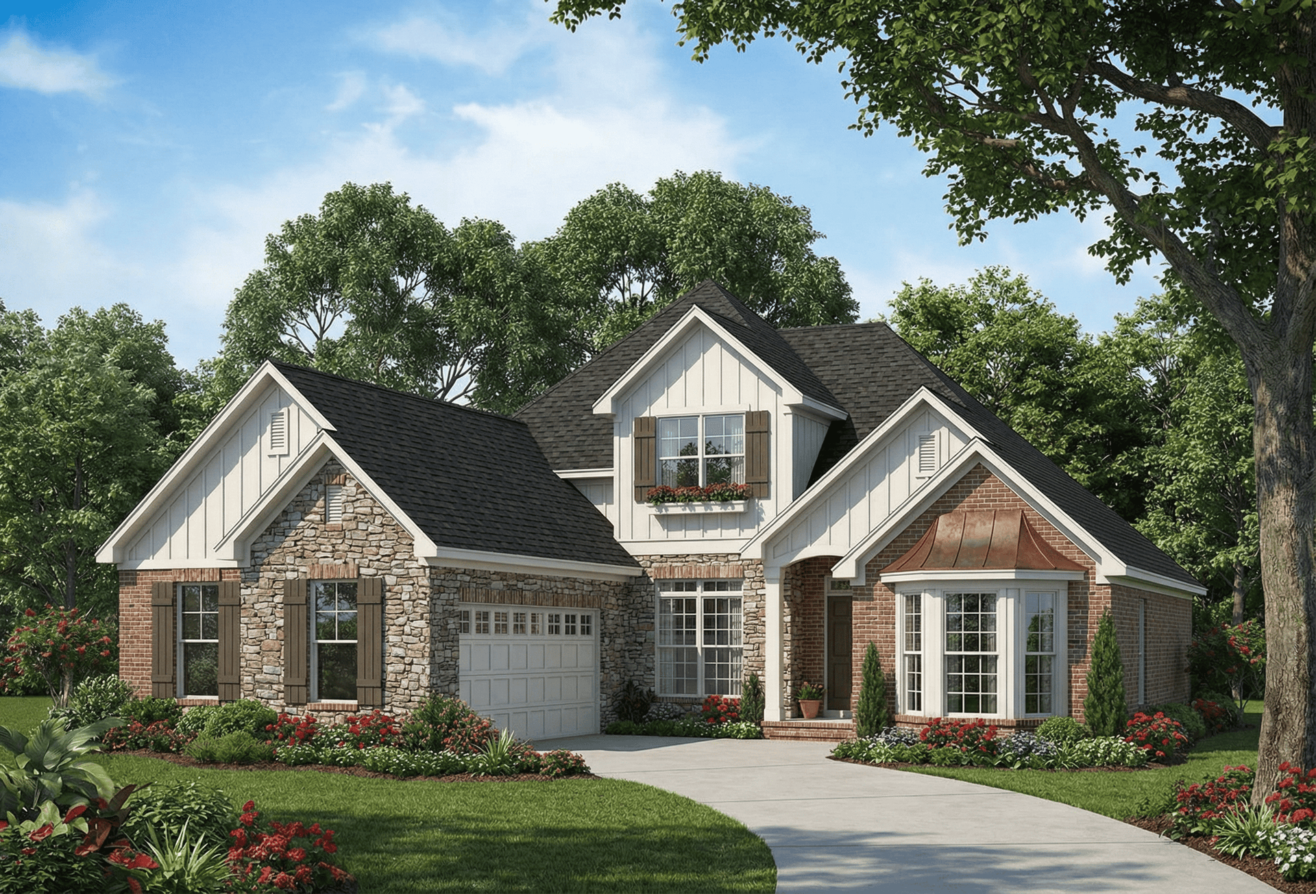 4-Bedroom, 2041 Sq Ft Country House Plan - 153-1553 - Front Exterior