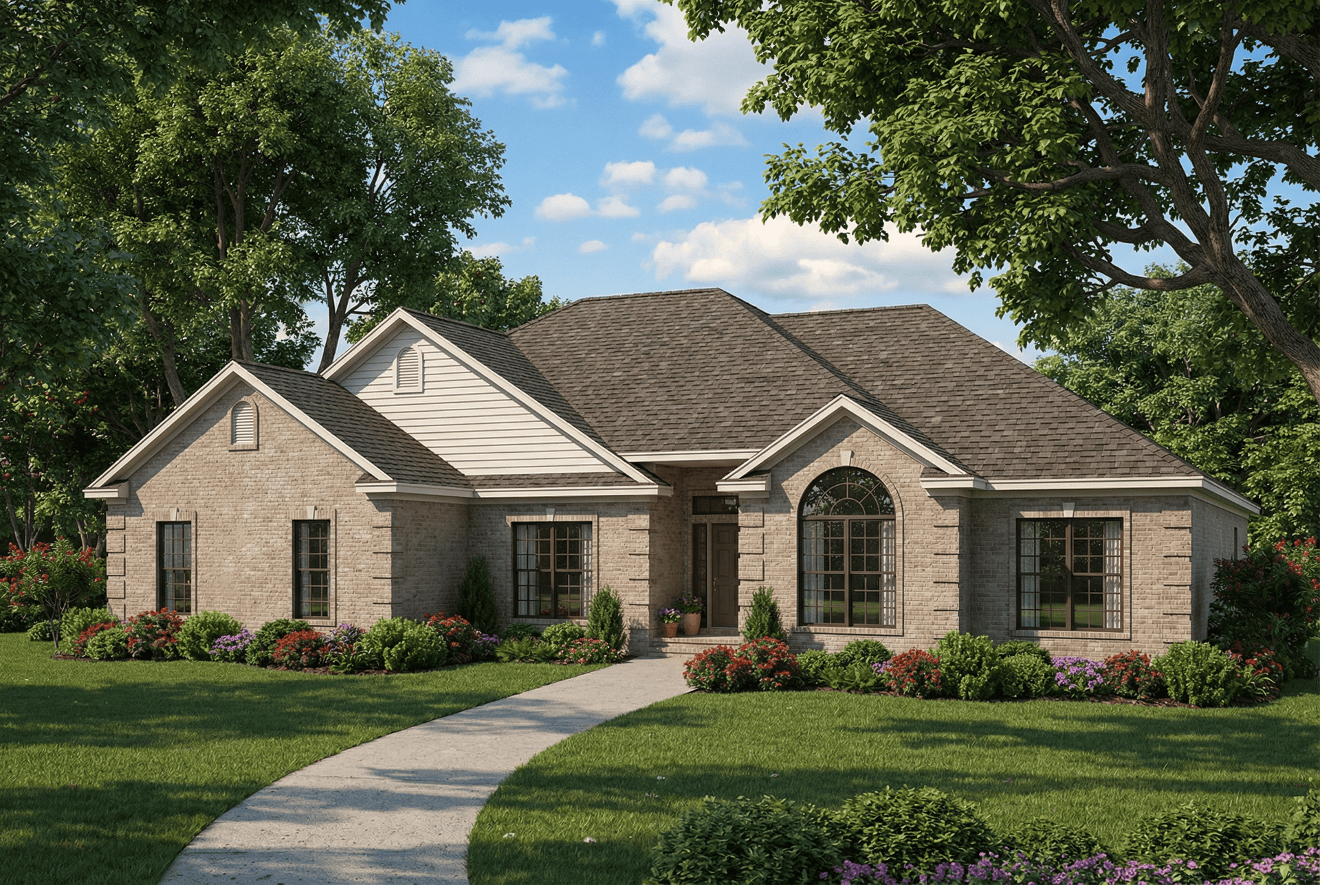 4-Bedroom, 1989 Sq Ft French House Plan - 153-1558 - Front Exterior