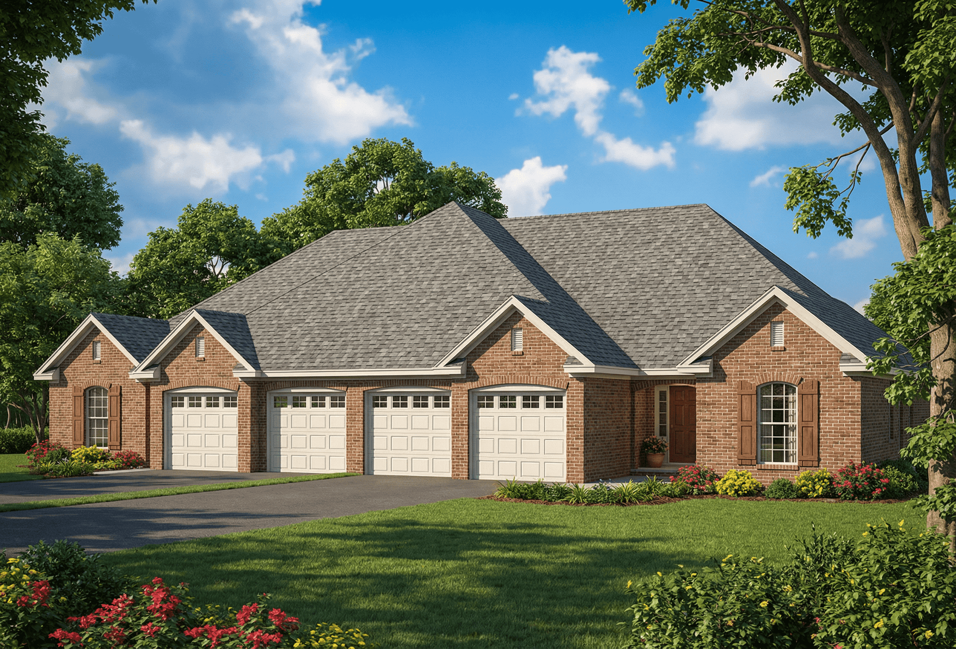 Duplex with 3-Bedrooms, 1379 Sq Ft Per Unit Home Plan - 153-1587 - Main Exterior