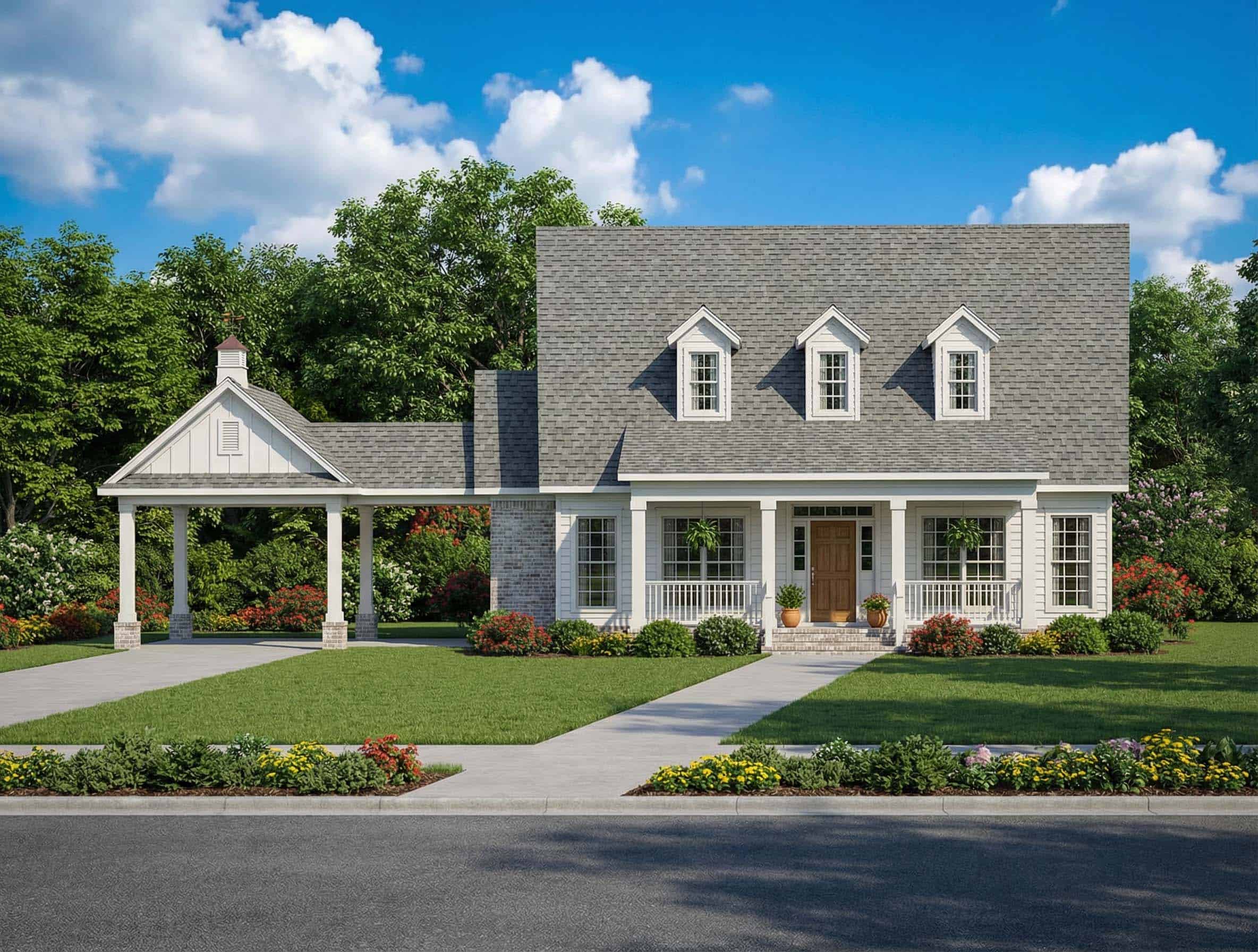 3-Bedroom, 1832 Sq Ft Colonial House Plan - 153-1695 - Front Exterior