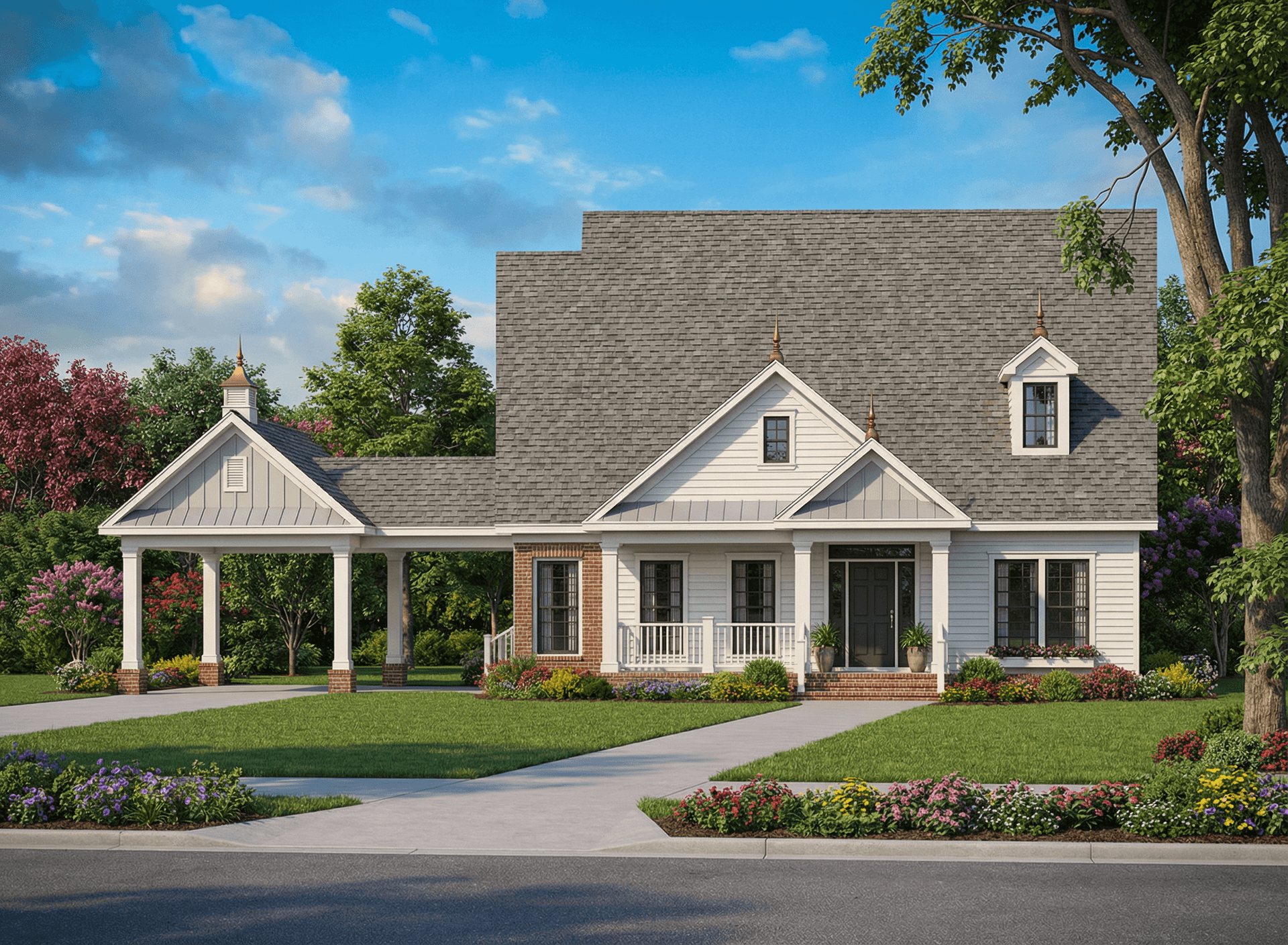 3-Bedroom, 1966 Sq Ft Colonial House Plan - 153-1735 - Front Exterior