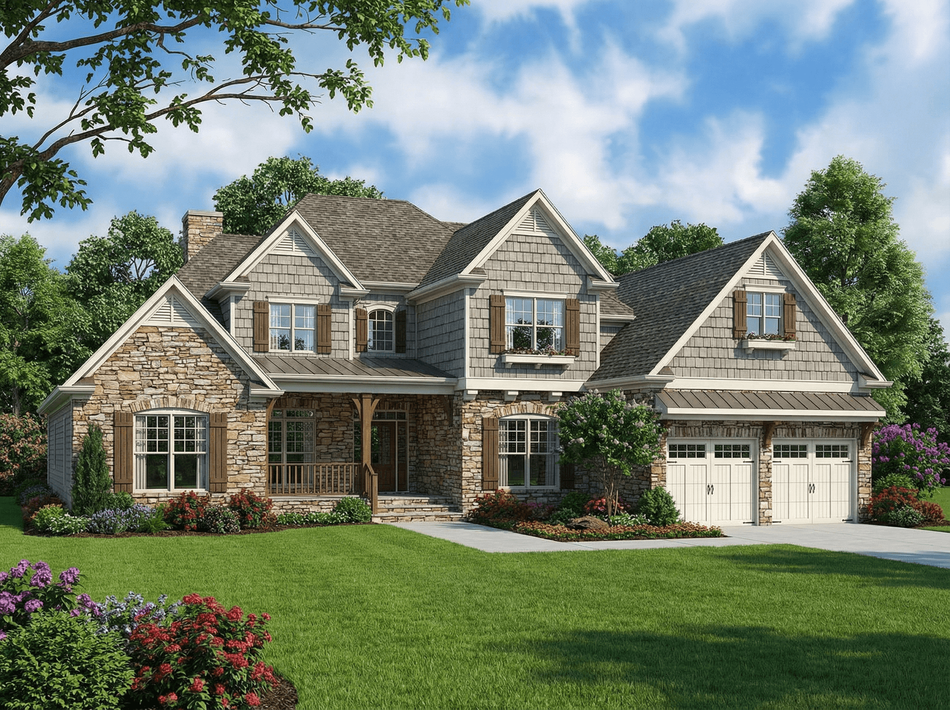 4-Bedroom, 2952 Sq Ft Craftsman House Plan - 153-1757 - Front Exterior