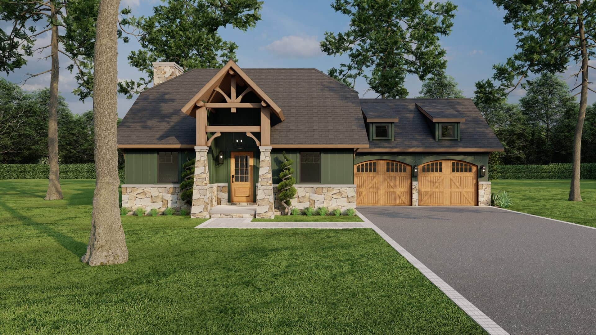 3-Bedroom, 1282 Sq Ft Arts and Crafts Home Plan - 153-1929 - Main Exterior