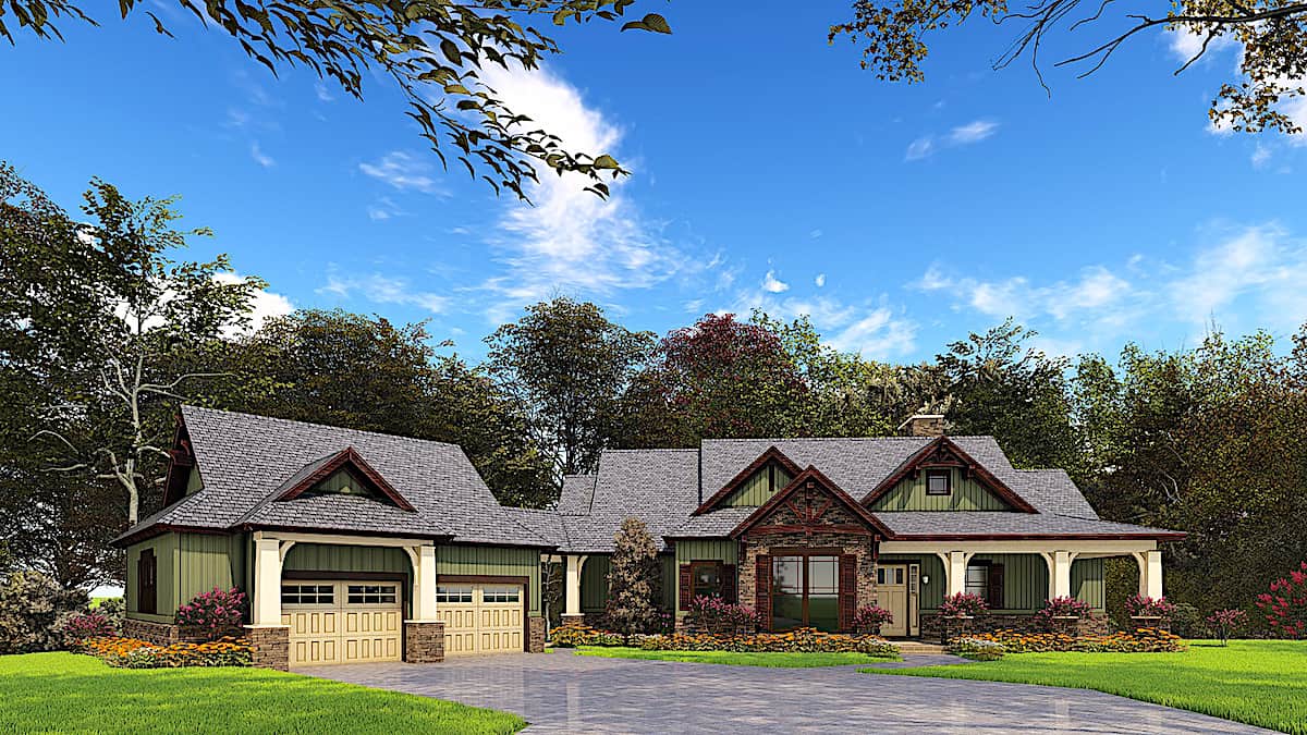 4-Bedroom, 3579 Sq Ft Texas Style House - Plan #153-1941 Front Exterior