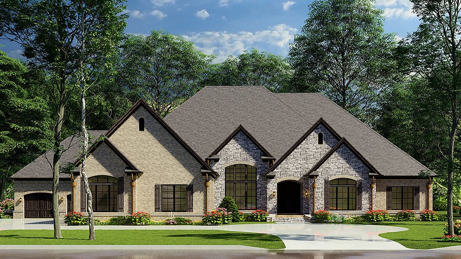 3-Bedroom, 4076 Sq Ft Luxury House Plan - 153-1982 - Front Exterior