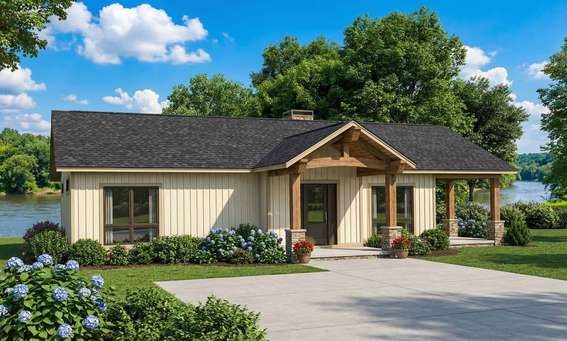 2-Bedroom, 1128 Sq Ft Ranch House Plan - 153-2044 - Front Exterior