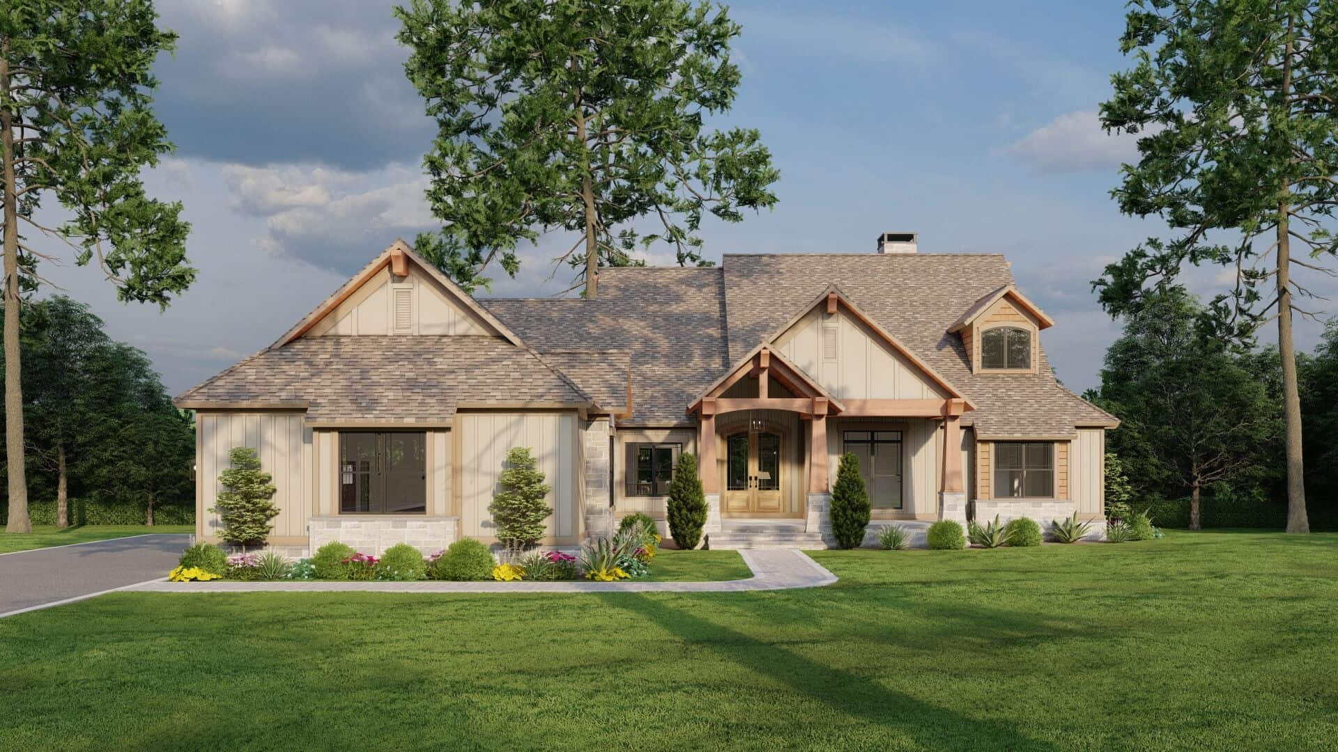 5-Bedroom, 4347 Sq Ft Country Home Plan - 153-2066 - Main Exterior