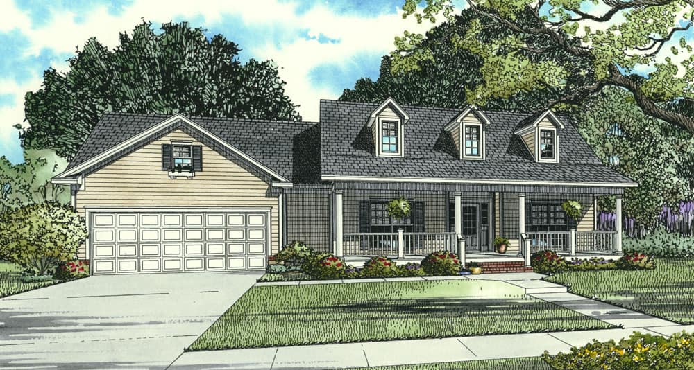 Farmhouse Home Plan - 3 Bedrms, 2 Baths - 1806 Sq Ft - #153-2116