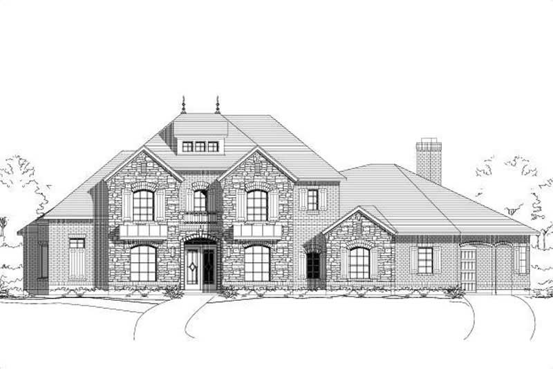 4-Bedroom, 4192 Sq Ft French House Plan - 156-1317 - Front Exterior