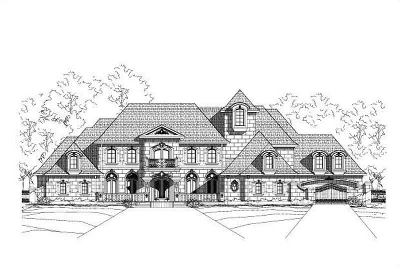 5-Bedroom, 7157 Sq Ft French House Plan - 156-1402 - Front Exterior