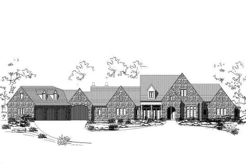 3-Bedroom, 3814 Sq Ft Country House Plan - 156-1415 - Front Exterior