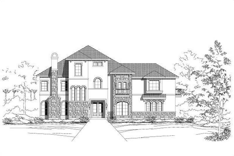 3-Bedroom, 3267 Sq Ft Spanish House Plan - 156-1440 - Front Exterior