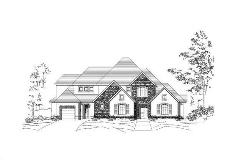 4-Bedroom, 4879 Sq Ft Country House Plan - 156-1474 - Front Exterior