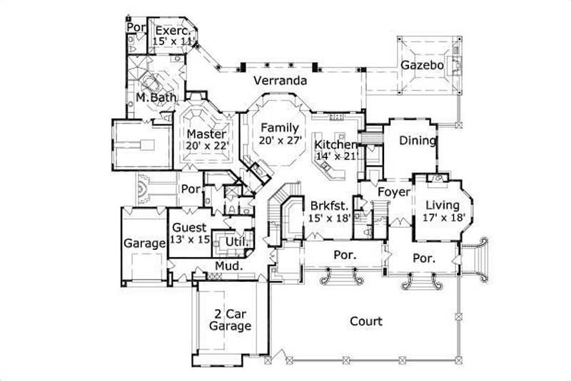 HOME PLAN NUMBER 20307 FIRST STORY FLOOR PLAN