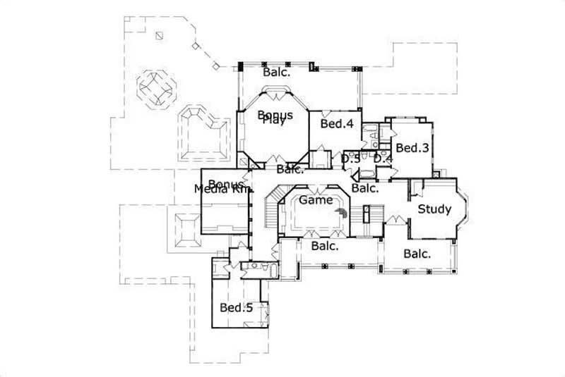 HOME PLAN NUMBER 20307 SECOND STORY FLOOR PLAN