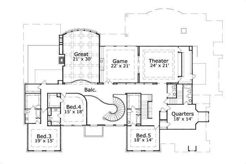 HOME PLAN NUMBER 177 SECOND STORY FLOOR PLAN