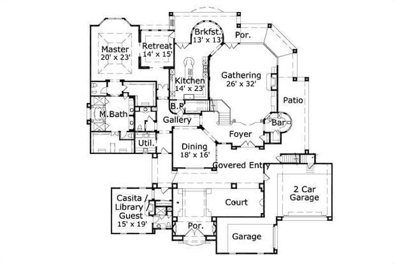 HOME PLAN NUMBER 20079 FIRST STORY FLOOR PLAN