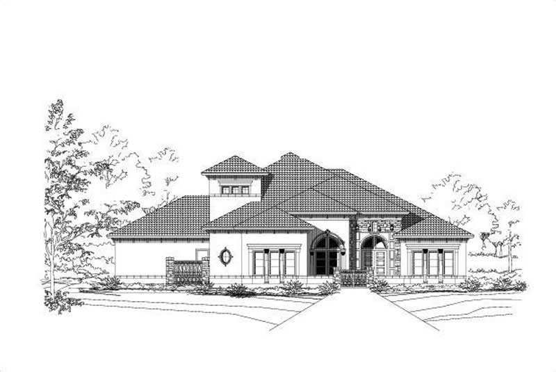 4-Bedroom, 4567 Sq Ft Spanish House Plan - 156-2005 - Front Exterior