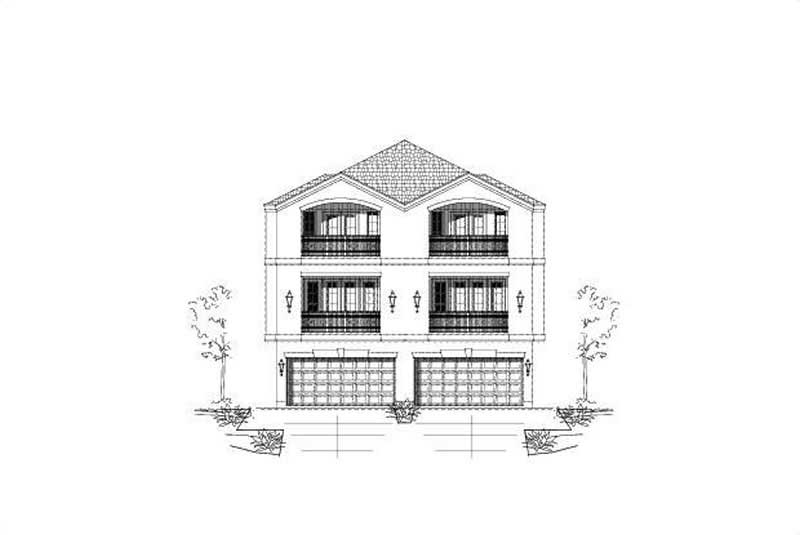 3-Bedroom, 3173 Sq Ft Multi-Unit House Plan - 156-2007 - Front Exterior