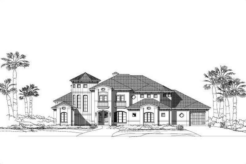 5-Bedroom, 5213 Sq Ft Mediterranean House Plan - 156-2398 - Front Exterior