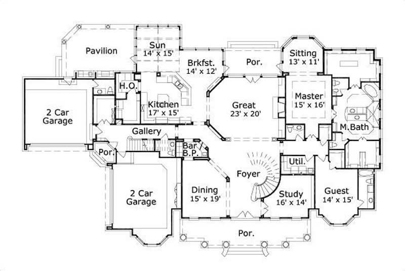 HOME PLAN NUMBER 20264 FIRST STORY FLOOR PLAN