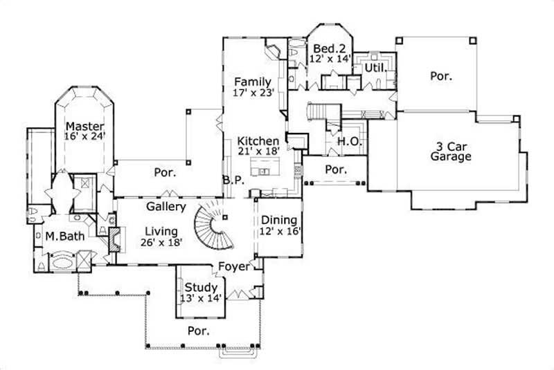 HOME PLAN NUMBER 653 FIRST STORY FLOOR PLAN