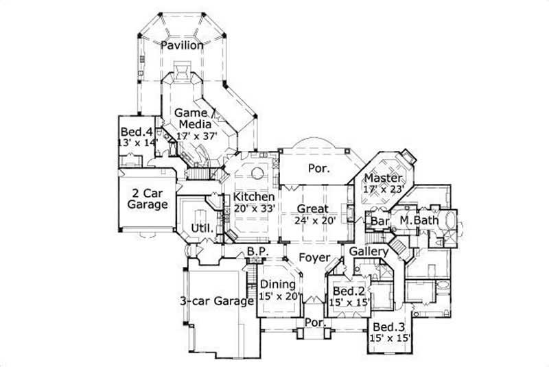 HOME PLAN NUMBER 30989 FIRST STORY FLOOR PLAN