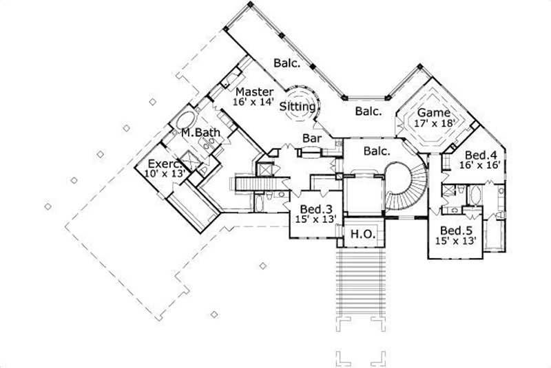 HOME PLAN NUMBER 188 SECOND STORY FLOOR PLAN