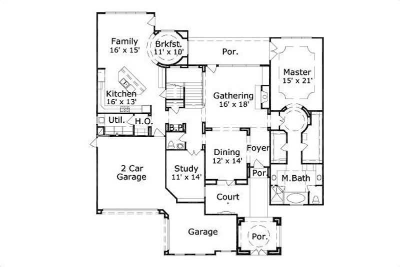 HOME PLAN NUMBER 41118 FIRST STORY FLOOR PLAN